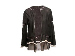 Black & Cream Maurizio Pecoraro Mesh Bead-Embellished Cardigan Size IT 46 - Picture 1 of 6