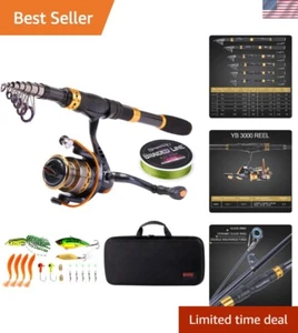 Lightweight 2.1m Carbon Fiber Telescopic Fishing Pole & Reel Combo for All Water - Picture 1 of 11