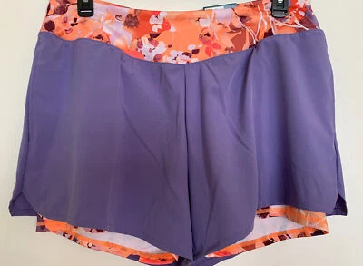 NEW! Tek Gear Womens Workout Gear shorts Size X-Large ~ Orange Floral & Lavender - Image 1 of 4