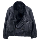 ALZAMENDI HOMBRE Collar Far Double Leather Jacket XL Black Fur Detachable
