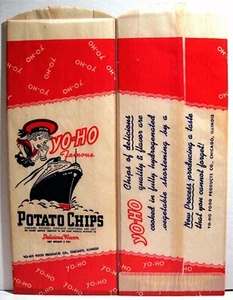 Yo Ho Potato Chip Bag Ocean Steamship Graphics Old Unusd Store Stock Chicago Ill - Picture 1 of 1