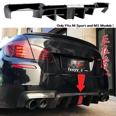 Carbon Look w/ LED For BMW 5 Series F10 535i 540i M Sport M5 11-16 Rear Diffuser - Image 1 of 4