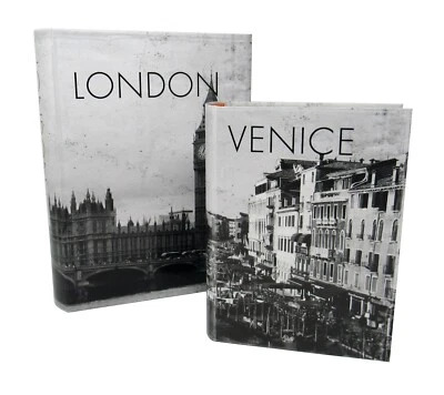 Juego 2 cajas de libros Punch Studio Londres Venecia fotografía en blanco y negro 19192 M/L Foto 1 de 4