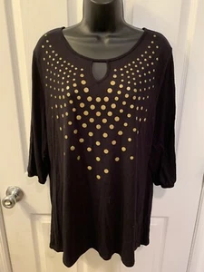 JMS Womens Sheer Keyhole Peasant Blouse Tunic Top Plus Size 1X 16W - Picture 1 of 3