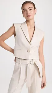 Gilet Veronica Beard Baxley in lino metallizzato $498 | argento | taglia 2 - Foto 1 di 20