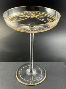 Antique Bohemian Glass Moser Lobmeyr Gilt Intaglio 9 3/8” Comport Compote Tazza - Picture 1 of 18