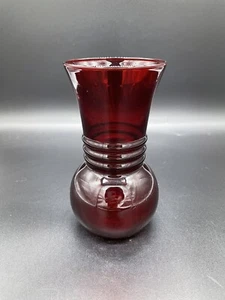 Royal Ruby Anchor Hocking Vase 6 3/8" Vintage EUC Red Glass Vase - Picture 1 of 6