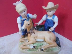 Vtg Denim Days Porcelain HOMCO 1985 Figurine #1510 "The New Colt" with Tag - Picture 1 of 4