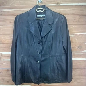 Wilsons Leather Jacket Women's Black Soft Blazer Lined Button Up sz XXL - Picture 1 of 8