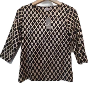 Top túnica metálica JM Collection negra PS pequeña dorada jacquard - Imagen 1 de 7