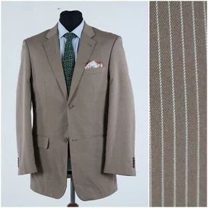 Mens Striped Sport Coat 40L US Size ANGELO LITRICO Light Brown Blazer Jacket - Picture 1 of 13