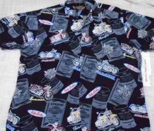 Camisa Harley-Davidson Motor Oil Motocicleta Estampado Botón Estilo Hawaiano Talla 2XL - Imagen 1 de 2