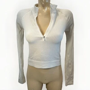 Lululemon Athletica- Rest Less Cropped Half-Zip Long Sleeve Women’s Size 4 White - Picture 1 of 9