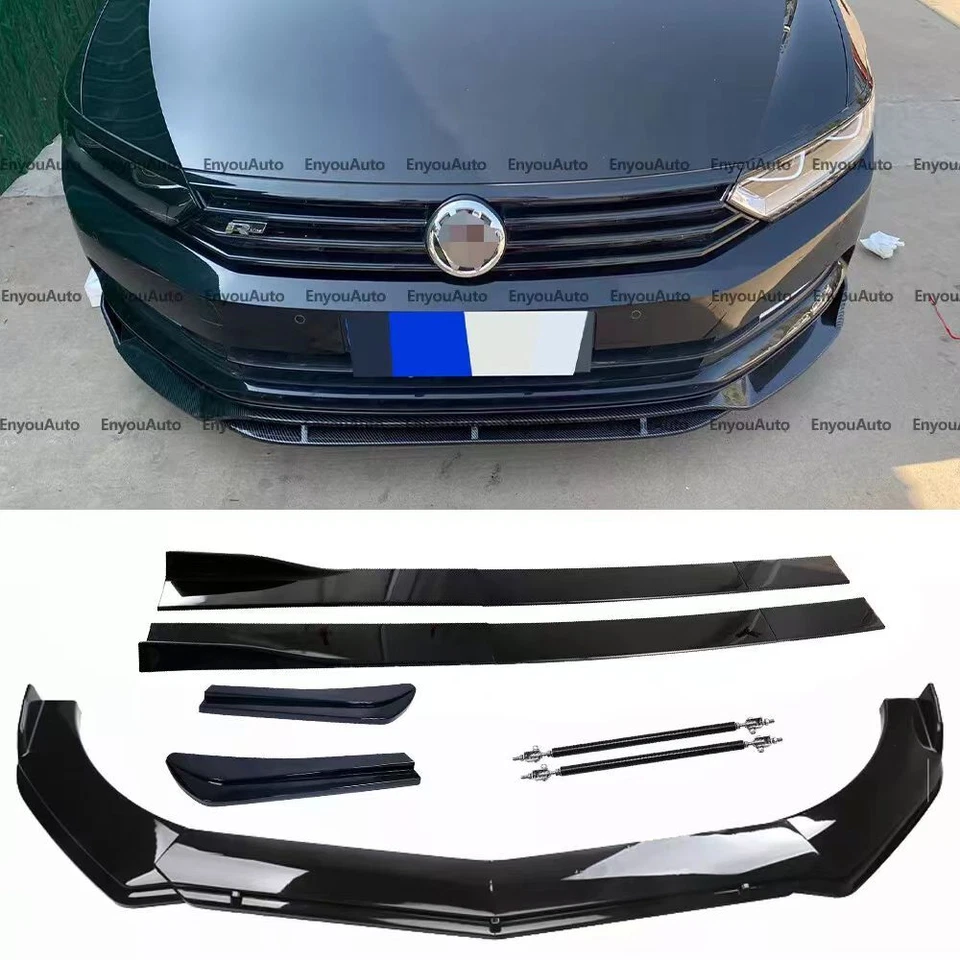 For Volkswagen Passat Front Bumper Lip 86" Side Skirt Rear Bumper Lip Black Foto 1 de 4