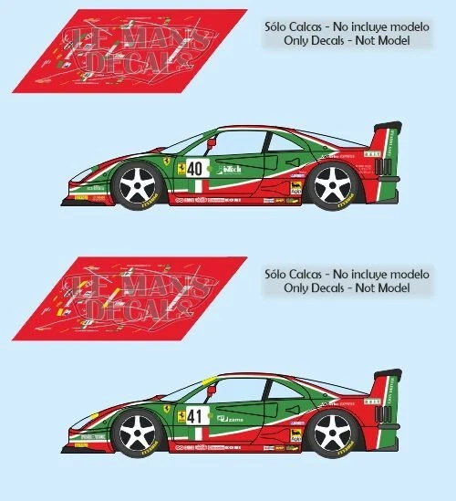 Decalcomanie Ferrari F40 Le Mans 1995 40 41 1:32 1:24 1:43 18 F 40 calcas slo... - Immagine 1 di 1