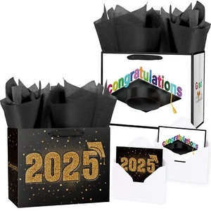 2025 Graduation Gift Bag with Tissue Paper Grad Congrat 2 Pack 12.6" You Did ... - Picture 1 of 6