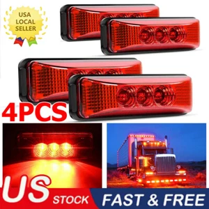 4x Red 3-LED Side Marker Lights RV Truck Trailer Clearance Light Lamp Waterproof - Bild 1 von 11