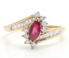 0.93 Carat Natural African Ruby And Diamond In 14K Solid Yellow Gold Ring