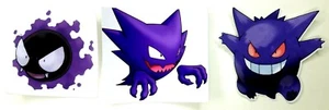 Gastly, Haunter, Gengar - 3 Pokemon Vinyl Sticker Set - Picture 1 of 6