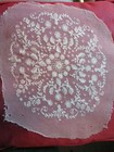 COIFFE ancienne FOND de COIFFE BRODÉE main sur TULLE blanc FLEURS XIXè TOURAINE