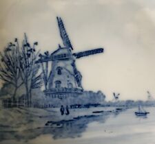 Antique ROSENTHAL BLUE Delft BAVARIA Windmill Harbor BOAT Hand Painted PLATE