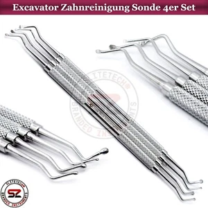 4er Dental Set Excavator Zahnreinigung Sonde Zahnpflege Edelstahl Zahnkratzer - Bild 1 von 5