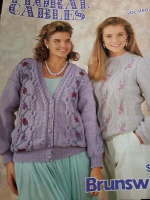 Brunswick  Vintage Knitting Patterns 888 Floral Cables  - Image 1 of 2