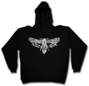 MOTH HOODIE KAPUZENPULLOVER Insect Insects Entomology Zoology Science Black - Picture 1 of 1