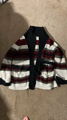 VTG 70’s Montgomery Ward Chunky Striped Oversized Cardigan Sweater Sz L - Image 1 of 4