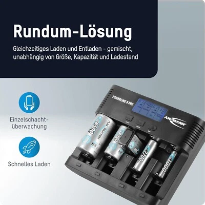 ANSMANN Powerline 5 Pro Ladegerät Für Nimh/Nicd Akkus Lcd-Display 1001-0018