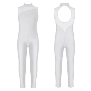 Kids Girls Bodysuit Dance Jumpsuit Stage Leotards Figure Mock Neck Jazz Yoga - Picture 1 of 72