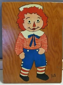 Vintage Wood Raggedy Andy Lacquered Paper to Wood 10 3/4" x 8" - Picture 1 of 7