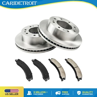 Rotores de disco de freno delanteros + pastillas de cerámica para Chevrolet Silverado 2500 HD 2011-2019 Foto 1 de 4