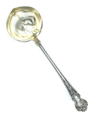 Антикварный позолоченный ковш-перфоратор PAT.1899 Gorham из чистого серебра, кембриджский узор, 13 дюймов - Изображение 1 из 4