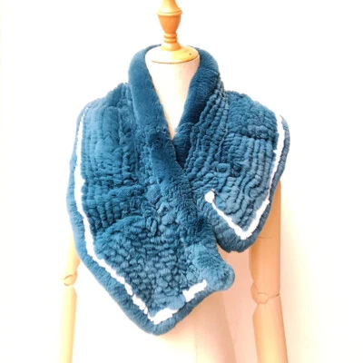 100%Real Scarf Shawl Stole Wrap Real Rex Rabbit Fur Warm Cape Elegant Lady - Image 1 of 4