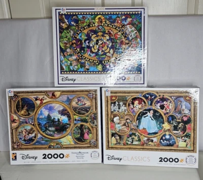 Disney lot of 3 Thomas Kinkade Ceaco Jigsaw Puzzles Brand New mixed characters - Image 1 of 4