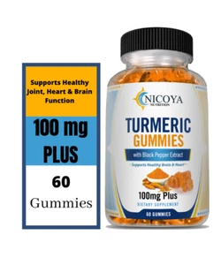 Turmeric Curcumin Ginger Gummies 100MG | Pain, Joint, Brain & Heart Support - Picture 1 of 12