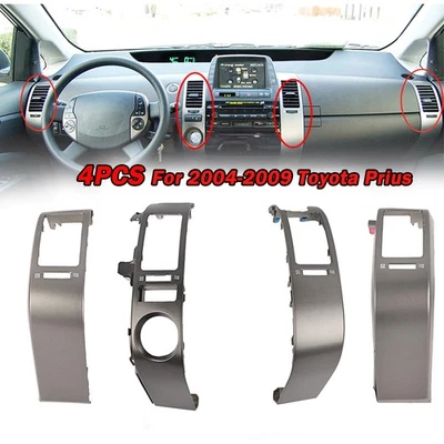 Cubierta de ventilación de aire para tablero de aire acondicionado interior central de auto 4 piezas para Toyota Prius 2004-2009 EE. UU. Foto 1 de 4