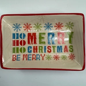 Christmas Holiday Ceramic Serving Dish Snowflakes Ho Ho Merry Christmas Bake - Picture 1 of 7
