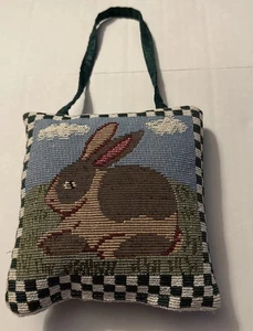 Decorative Easter ORNAMENT / DOOR HANDLE ~ Rabbit Bunny TAPESTRY PILLOW - Picture 1 of 7