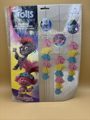 Trolls World Tour 3 piezas 6,5' Cuelga Decoraciones Cumpleaños Fiesta Suministros Foto 1 de 4
