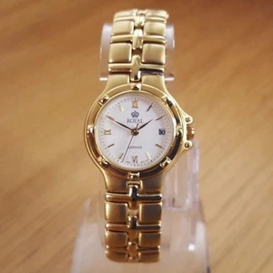 Damas NUEVO Reloj de Vestir Pequeño Analógico Blanco Clásico Royal London Dorado Vintage - Imagen 1 de 9