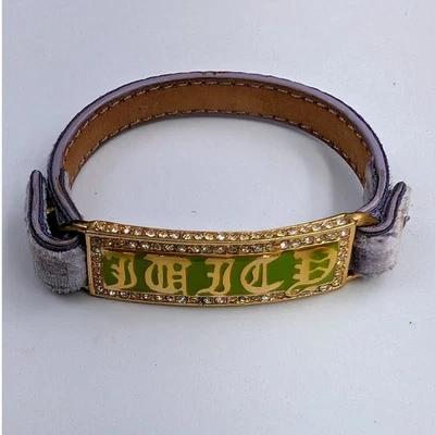 Pulsera de Colección Juicy Couture Tono Dorado Estrás Esmalte Verde Púrpura Terciopelo Foto 1 de 4