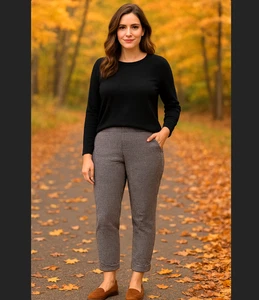 J. Jill Hose Größe 10 mittelhoher Bund Hahnentritt Überzieher Gummibund Bündchen Taschen - Bild 1 von 17