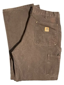 VTG Carhartt Double Knee Pants 34x31 B136-DKB Canvas Workwear Dungaree - Picture 1 of 10