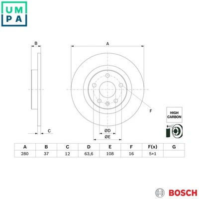2x BRAKE DISC 0 986 479 F41 FOR VOLVO B3154T5/3154T10/3154T9/3154T2 1.5L 3cyl - Image 1 of 4