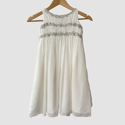 Vestido WONDER by Jenny Packham Meninas Marfim Frisado Fit & Flare Flor Girl Tamanho 8 - Imagem 1 de 4