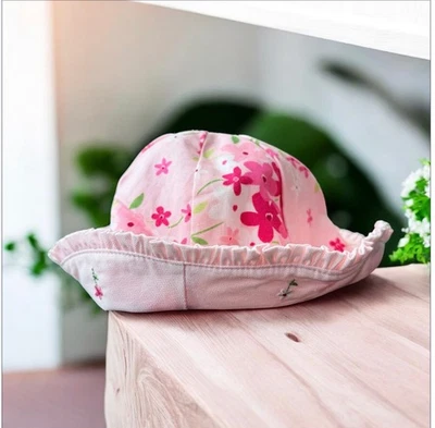 NWT VTG 2001 Gymboree Easter Basket Pink Floral Reversible Sun Hat - 6-18 Months - Image 1 of 4