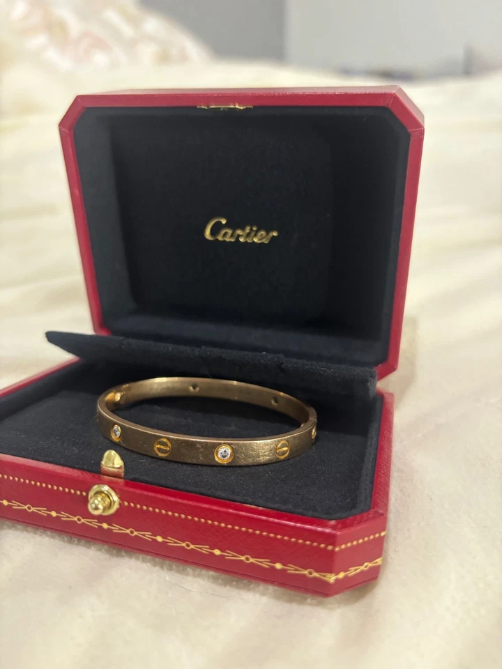 Cartier любовь браслет 17 розовое золото с 4 бриллиантами - Изображение 1 из 3