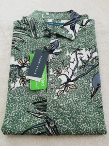 Perry Ellis Small Stormy Weather Shirt Mens Green Button Up Short Sleeves New - Picture 1 of 15